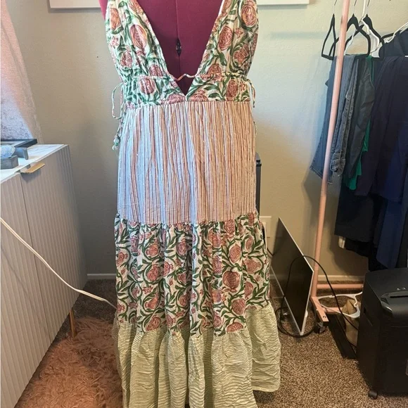 Floral Striped Maxi Dress - Picture 1 of 7